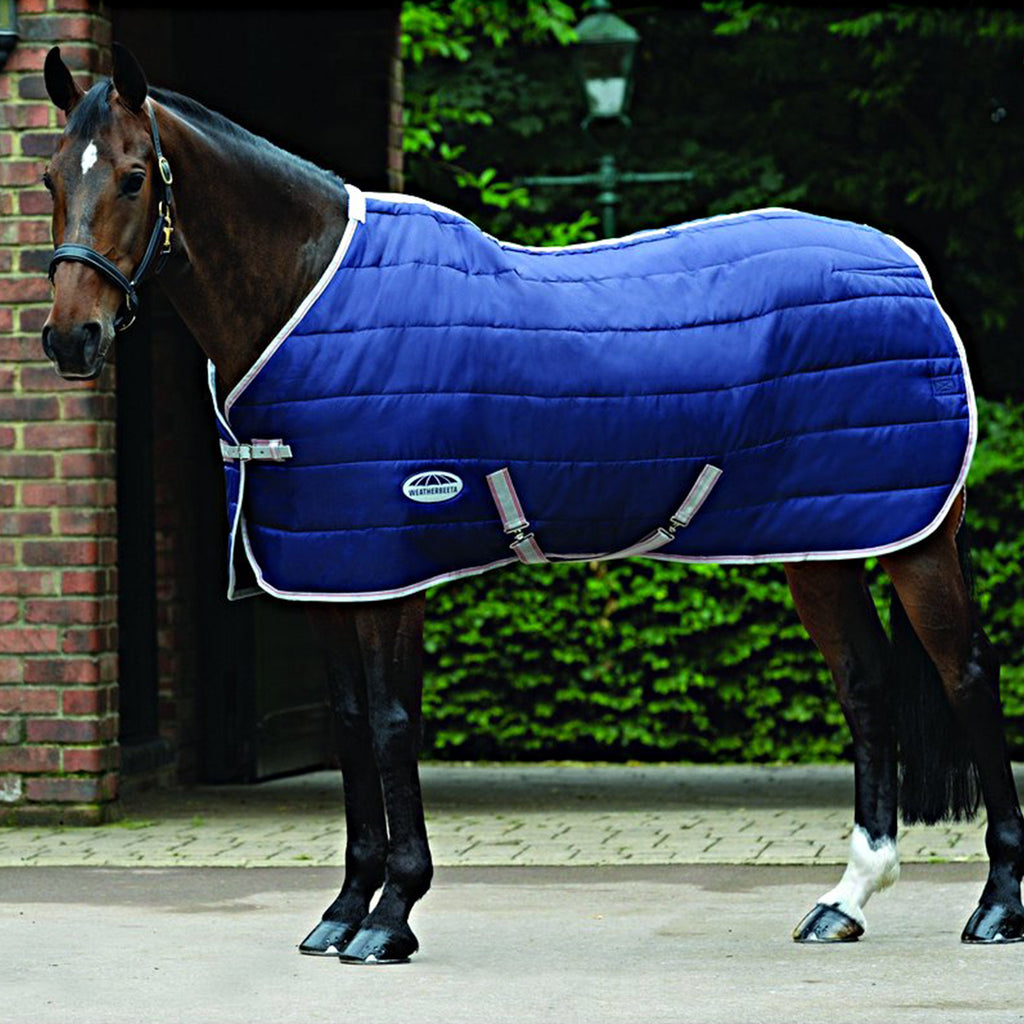 WeatherBeeta Medium Lite Stable Rug ComFiTec 210D Channel Quilt Standard Neck 50g Navy/Silver/Red
