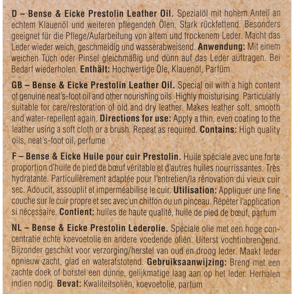 Bense & Eicke Lederolie Prestolin Naturel