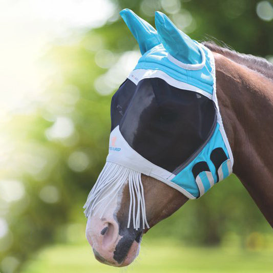 Shires Vliegenmasker Met Oren & Neus Franje Mesh Teal
