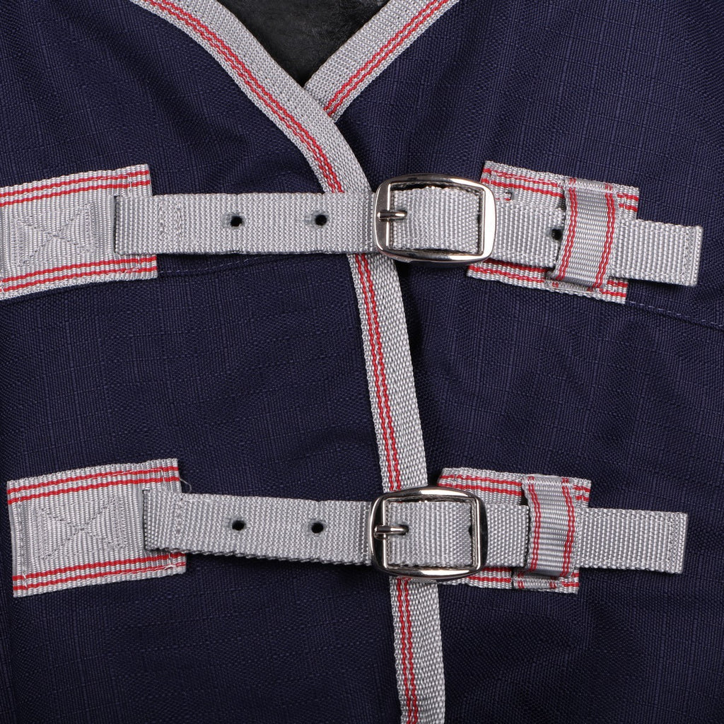 WeatherBeeta Heavy Turnout Rug Combo Neck ComFiTec Essential 360g Navy/Silver/Red