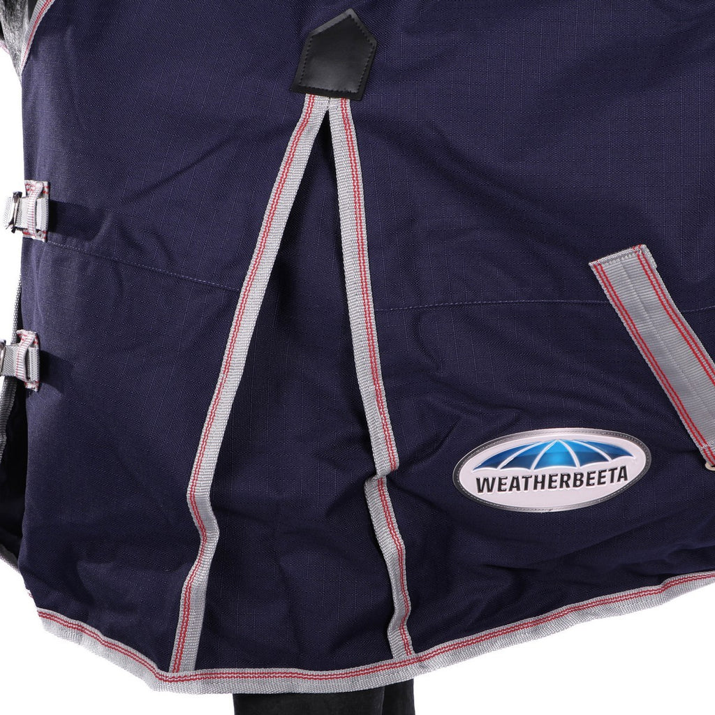 WeatherBeeta Heavy Turnout Rug Combo Neck ComFiTec Essential 360g Navy/Silver/Red