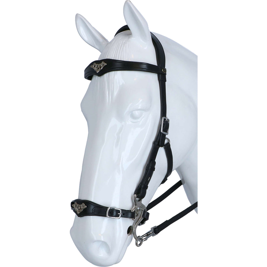 F.R.A. Hackamore Hoofdstel Imperial Softleder Teugels Zwart