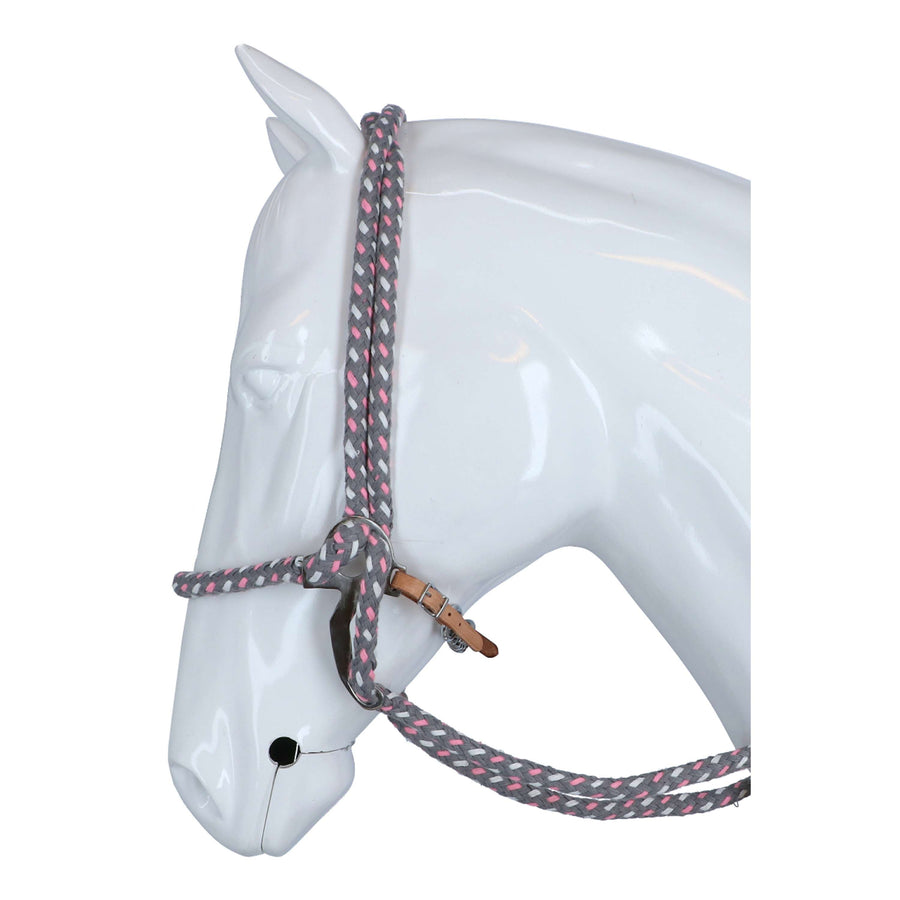 F.R.A. Hackamore Hoofdstel Jaspis Katoen Roze/Grijs/Wit