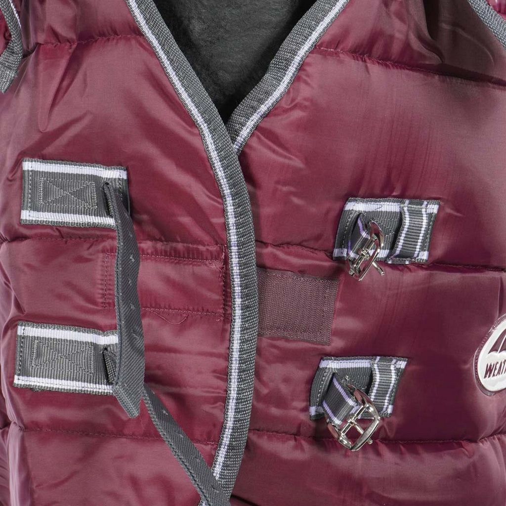WeatherBeeta Staldeken ComFiTec Channel Quilt Combo Neck Heavy 210D 400g Maroon/Grijs/Wit
