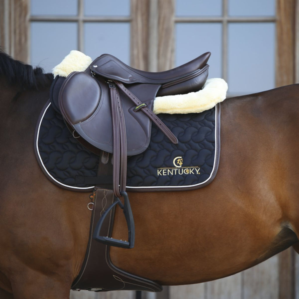 Kentucky Zadelonderlegger Halfpad Anatomic Absorb Sheepskin Black/Natural