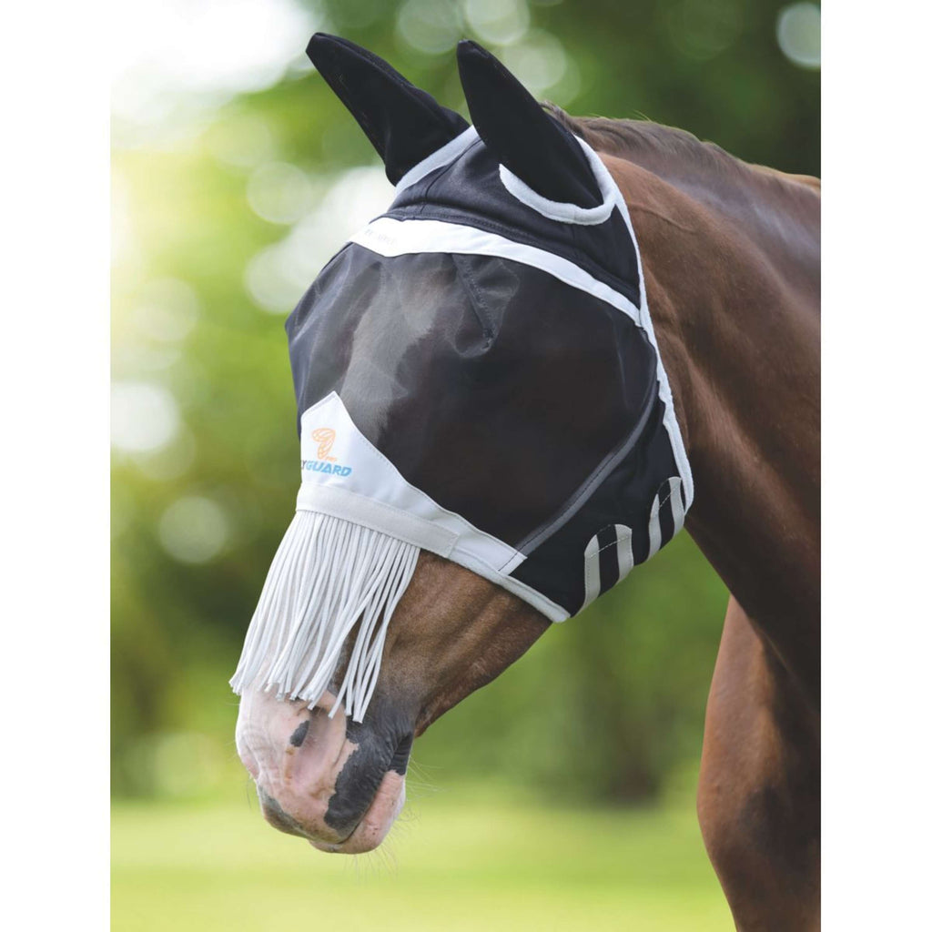 Shires Vliegenmasker Met Oren & Neus Franje Mesh Black