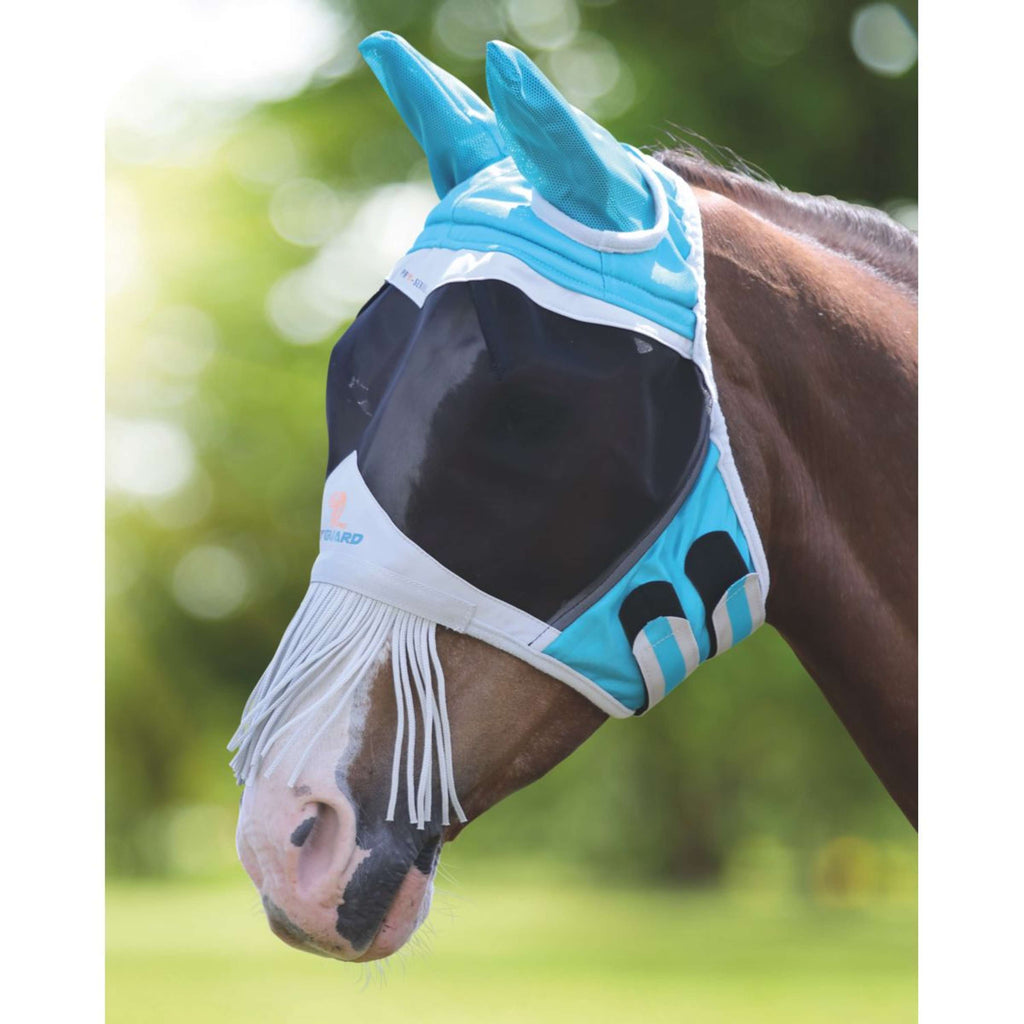 Shires Vliegenmasker Met Oren & Neus Franje Mesh Teal