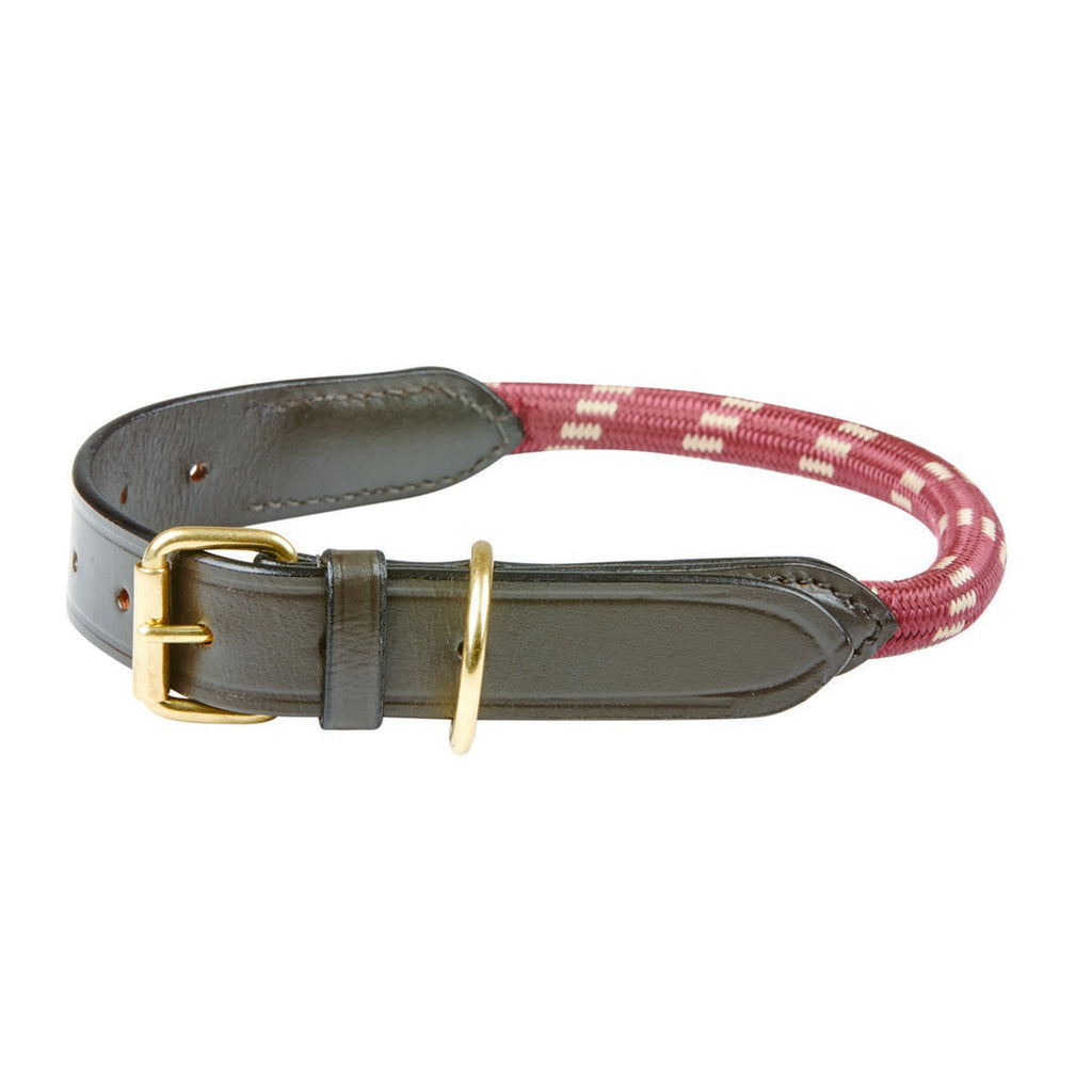 WeatherBeeta Dog Collar Rope Leather Hunter Green/Brown