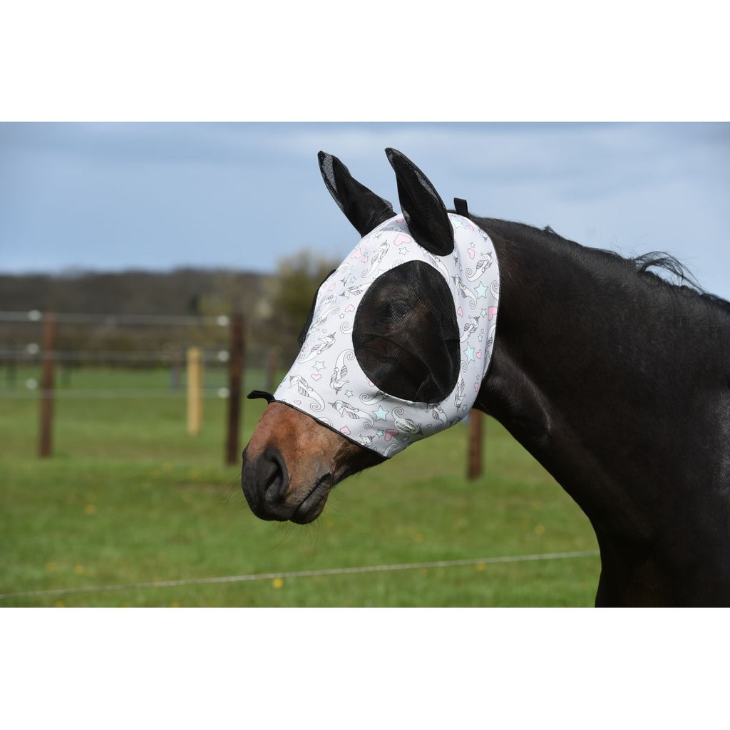 Weatherbeeta Vliegenmasker Stretch Bug Eye Saver met Oren Sea Unicorn Print