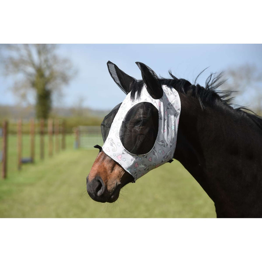 Weatherbeeta Vliegenmasker Deluxe Stretch Bug met Oren Sea Unicorn Print