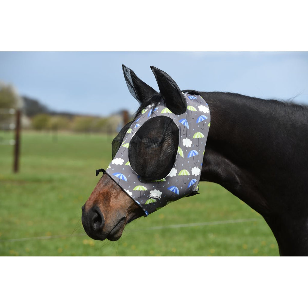 Weatherbeeta Vliegenmasker Deluxe Stretch Bug met Oren Umbrella Print