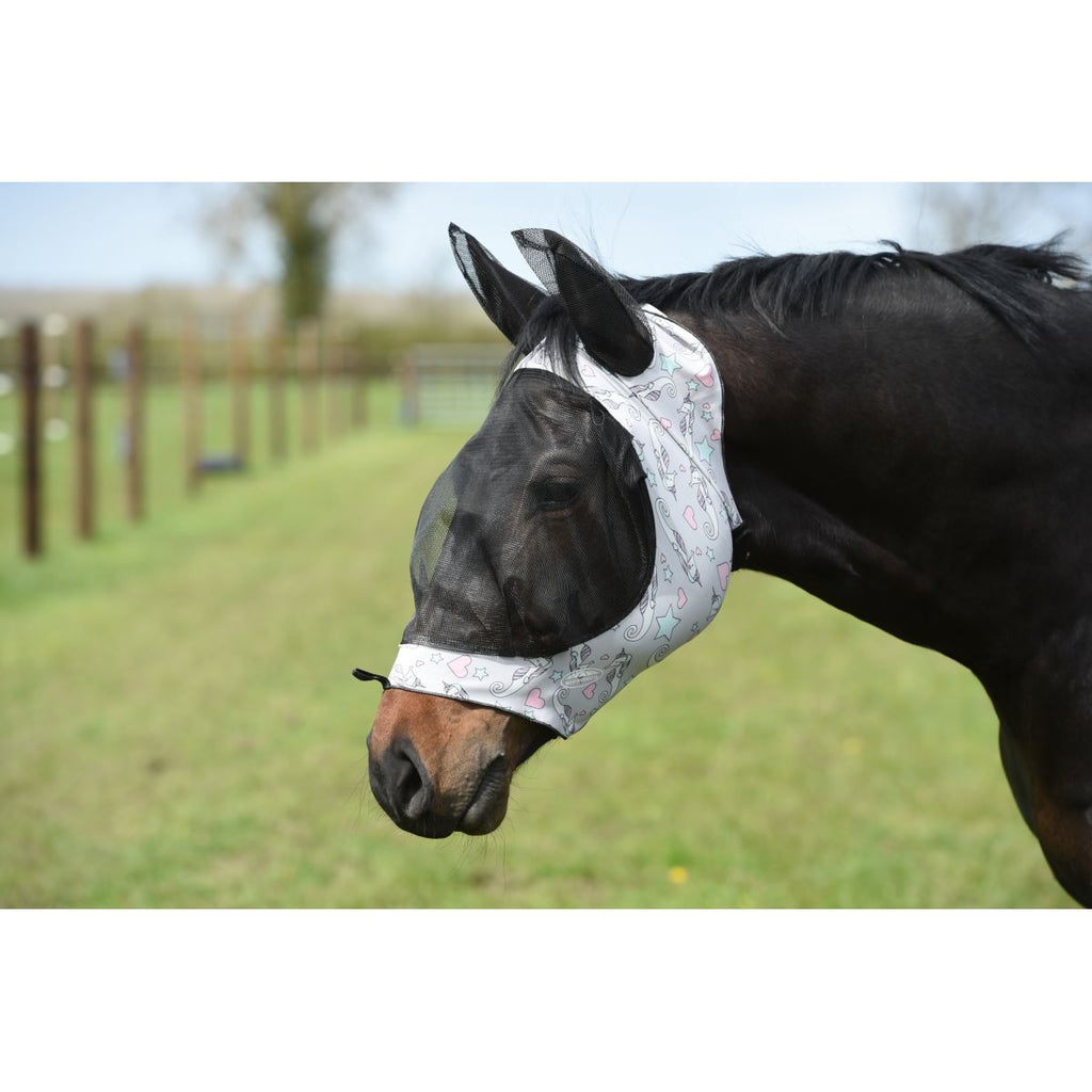 Weatherbeeta Vliegenmasker Deluxe Stretch met Oren Sea Unicorn Print