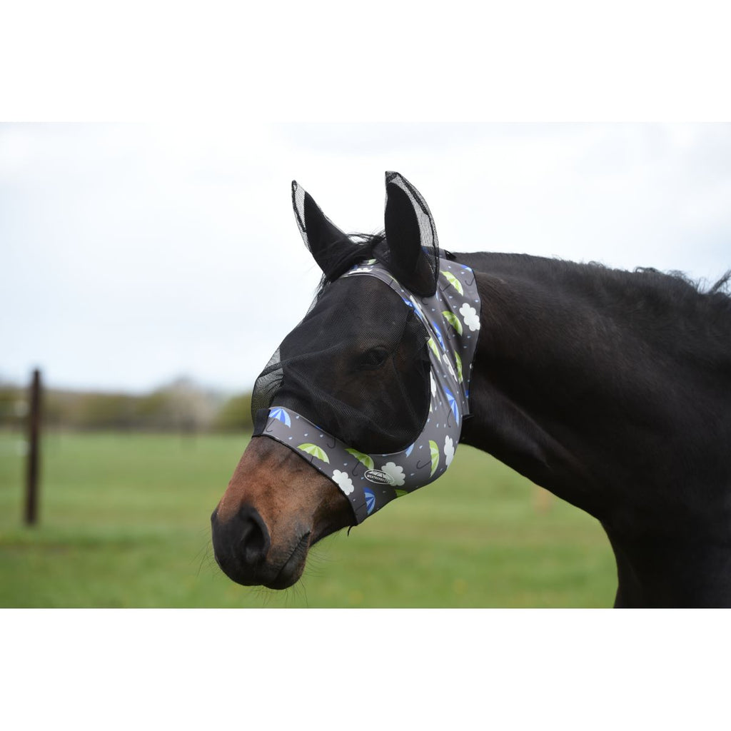 Weatherbeeta Vliegenmasker Deluxe Stretch met Oren Umbrella Print